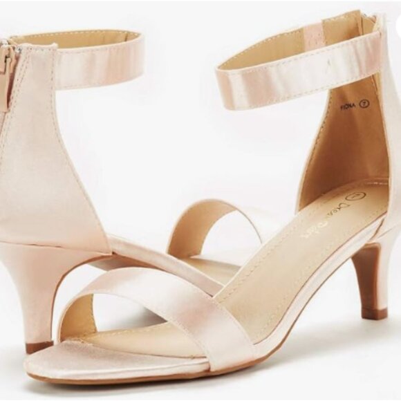 NWT DREAM PAIRS Women's Champagne Colored Open Toe Pump Heeled Sandals Size 8.5 - Picture 2 of 9